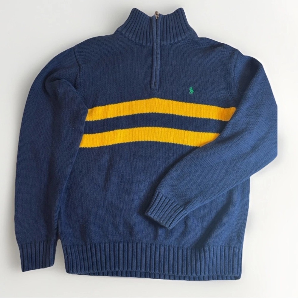 Polo by Ralph Lauren Blue Ribbed Youth Knit Sweater